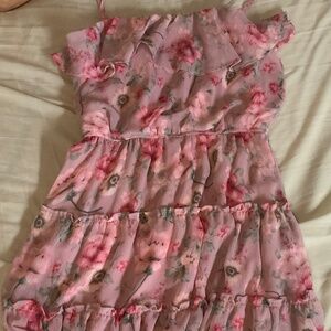 Pink floral ruffle dress
